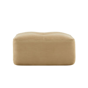 English Elm Ottoman Corduroy Upholstered Modular Accent Piece with High Resilience Foam and Curved Arms Camel W714P364684