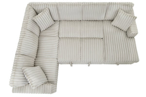 English Elm 122 Plush U-Shape Sectional Sofa Bed with USB Ports, Hidden Storage Chaise & Spacious Armrest Comfort khaki W1417S00080