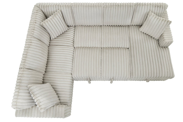 English Elm 122 Plush U-Shape Sectional Sofa Bed with USB Ports, Hidden Storage Chaise & Spacious Armrest Comfort khaki W1417S00080