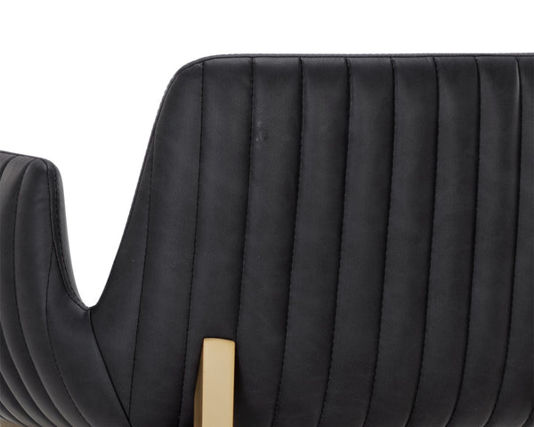 Sunpan Lucano Barstool - Elegant Italian Leather Design with Durable Construction for Stylish Spaces Gold, Bravo Black