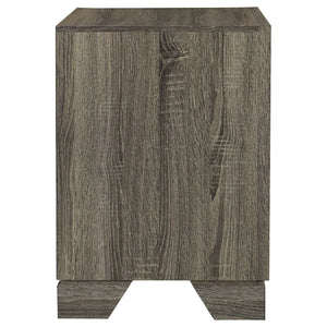 English Elm Funston Brown Oak Nightstand with 2 Drawers, Tapered Legs & Metal Bar Handles for Organized Style B062P375571