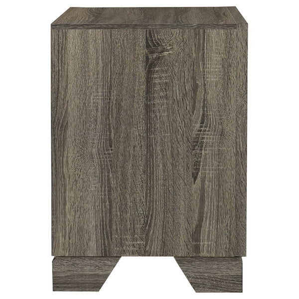 English Elm Funston Brown Oak Nightstand with 2 Drawers, Tapered Legs & Metal Bar Handles for Organized Style B062P375571