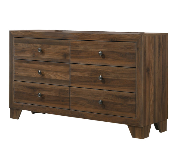 English Elm 1pc Transitional 6-Drawer Dresser with Center Glide Rustic-Washed Finish Spacious Bedroom Storage Cabinet Brown 18.1 L x 61.22 W x 32.1 H B011P375328