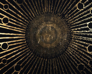 Sunpan Supernova Luxe Art Deco Wall Art - Handcrafted Gold Leaf Sunburst on Glossy Acrylic, 48"x72"