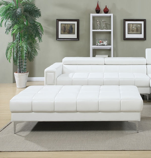 English Elm White Extra Large Bonded Leather Ottoman 66" x33" x17" Cube Pattern Faux Leather Sofa Bench with Metal Legs B011P234379