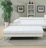 English Elm White Bonded Leather Extra Large Ottoman Metal Legs 1 Piece Ottoman Living Room