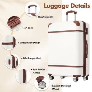 English Elm Hardshell Abs Suitcase Set with Tsa Lock Spinner Wheels Expandable 28 Inch Travel White N732P193485K