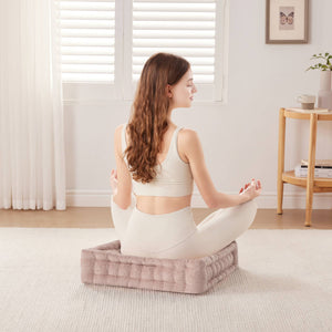 English Elm Poly Chenille Square Floor Pillow Cushion Plush 24x24 Inch Soft Polyester Seat Pad for Cozy Living Spaces Blush 3.22 L x 23.03 W x 12.8 H B035P280522