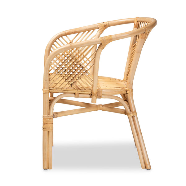 English Elm Modern Natural Rattan Dining Chair Woven Geometric Back Boho Armchair for Eclectic Spaces B2750P470043