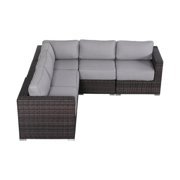 English Elm Fully Assembled Hdpe Wicker 4-Person Outdoor Lounge Set With Plush Cushions & Modular Design B120S00187