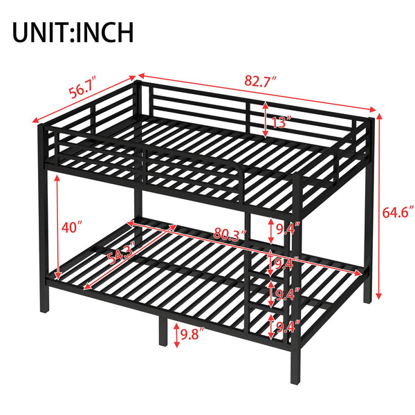 English Elm Metal Full Xl Over Full Xl Bunk Bed – Durable, Space-Saving Design For Teens & Adults, Noise-Free Sleep W1580S00202