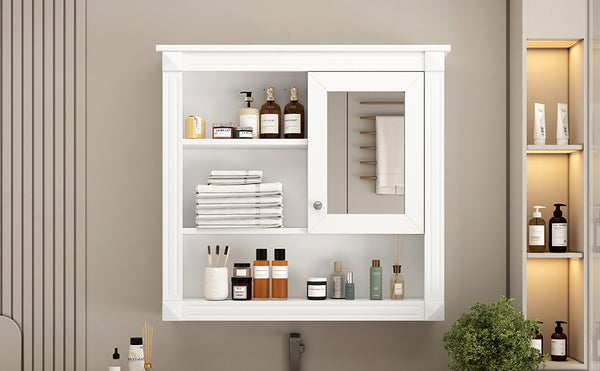 English Elm 32'' Bathroom Wall Cabinet Mirror — 32-inch Wall-Mounted Medicine Cabinet with Adjustable Shelves for Streamlined Bathroom Storage and Stylish Organization White N710P254922K