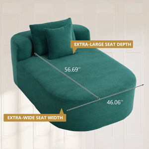 English Elm 67.5''chaise Lounge Oversized Corduroy Sleeper Sofa with Deep Seat and Two Pillows Green W1803P409163