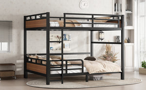 English Elm Twin Xl Solid Pine Loft Bed with Built-in Led Lighting and Storage Shelves Walnut W1580S00504
