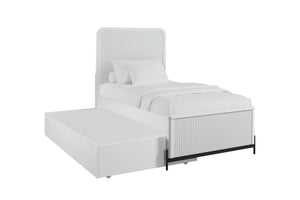 English Elm Full Solid Wood Full Ov Twin Trundle Bed White with Reeded Birch Veneer Fronts Casual Transitional Design B2699S00060