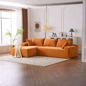 English Elm 108*68 Inch Extra-Deep Modular Sofa - Cozy Chenille Lounge For 4, No Assembly, Vibrant Orange Style W1829S00051