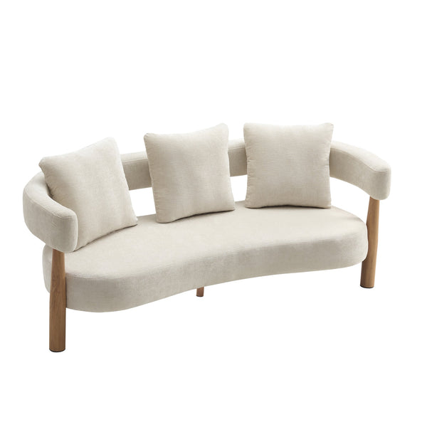 English Elm Luxe Curved Three Seat Chenille Sofa with Arc Backrest and Tapered Legs for Living Rooms N773P342182B