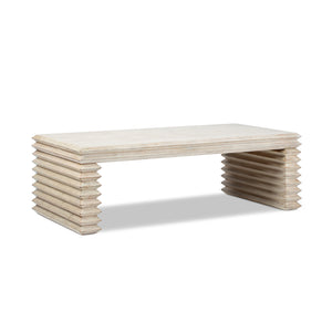 English Elm Veda Reclaimed Pine Geometric Waterfall Coffee Table Whitewashed Sculptural Living Room B2719P485503
