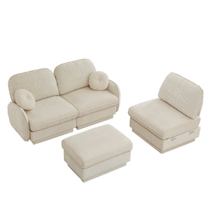 English Elm 105" Chenille Cloud Sofa Deep Seat Three Seater with Quilted Back for Living Room W714S01751