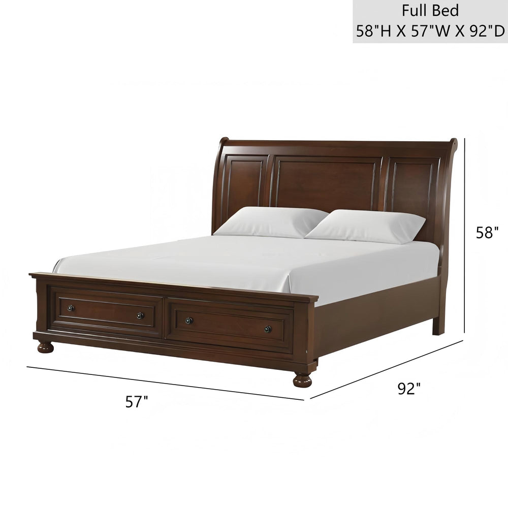 English Elm Meade Full Bed In Dark Cherry Finish With Integrated Storage & No Box Spring Needed For Style B078S00644