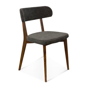 English Elm Modern Modern Midcentury Walnut Dining Chair with Charcoal Grey Fabric Upholstery, Solid Wood Comfort Design B353P380272
