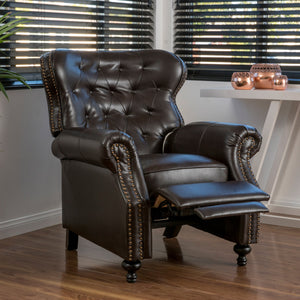 English Elm Push Recliner with Tufted Back Nailhead Trim and Turned Legs for Refined Living 57337.00PU