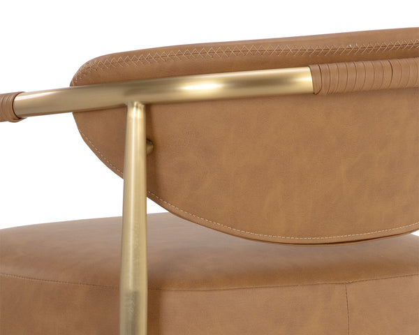 Sunpan Heloise Counter Stool - Elegant Faux Leather Design With Gold Stainless Steel For Modern Dining Spaces Brown Faux Leather 112064