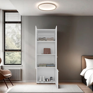 English Elm White 3-Door Tall Wardrobe Cabinet with 4 Shelves — Bright White Melamine Storage for Small Spaces and Décor B062P373777