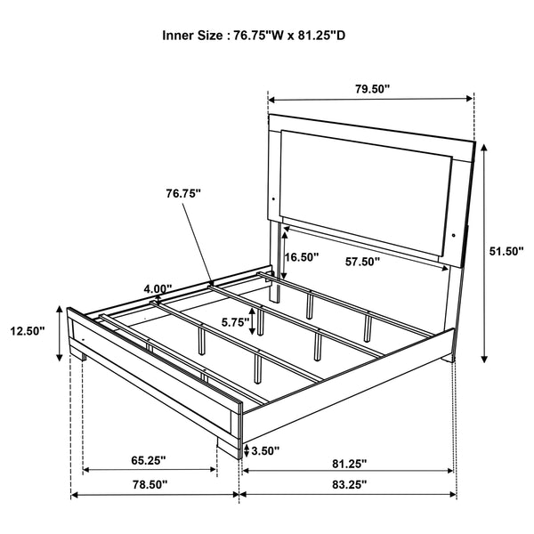 English Elm Lincoln Eastern King Bedroom Set with Led Headboard Two-tone Wood and White Panels B062S01564