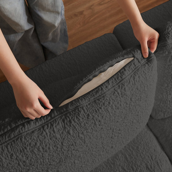 English Elm 110" Cloud Sectional Sofa Modular L-Shape with Ottoman, Chenille Fabric, Deep Seats, 7 Pillows Included Gray W1359S00016