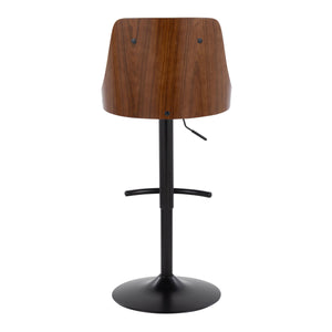 English Elm Gianna Adjustable Barstool Set Of 2 - Mid-Century Modern Swivel Design In Black Metal & Walnut Wood B202S00888