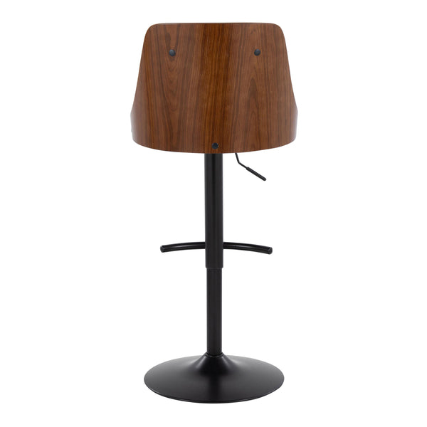 English Elm Gianna Adjustable Barstool Set Of 2 - Mid-Century Modern Swivel Design In Black Metal & Walnut Wood B202S00888