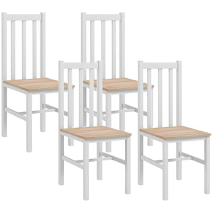 English Elm HOMCOM Farmhouse Armless Dining Chairs Set of 4 – Solid Pine Slat Back, 264 lb Capacity, White Rustic Comfort W2225P173888