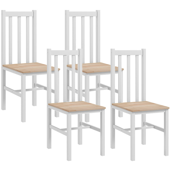 English Elm HOMCOM Farmhouse Armless Dining Chairs Set of 4 – Solid Pine Slat Back, 264 lb Capacity, White Rustic Comfort W2225P173888