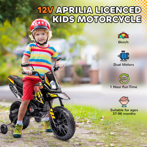 English Elm Qaba Kids Electric Dirt Bike 6v Battery Powered Ride on with Training Wheels Ages 3 to 8 Yellow W2225P249806
