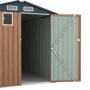 English Elm 6x8ft Outdoor Steel Storage Shed Lockable Vented Galvanized Metal Garden Backyard Tool Unit Yellow W1598P361332