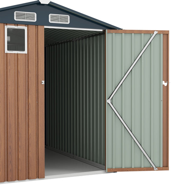 English Elm 6x8ft Outdoor Steel Storage Shed Lockable Vented Galvanized Metal Garden Backyard Tool Unit Yellow W1598P361332