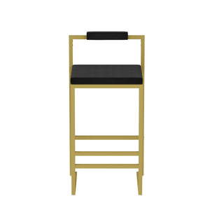 English Elm Modern Velvet Counter Height Bar Stools Set Of 2 - Stylish Gold & Black Upholstered Dining Chairs W1757P310419
