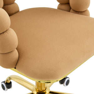 English Elm Velvet Bubble Back Swivel Vanity Chair with Gold Base for Bedroom Makeup Room W3875P446135