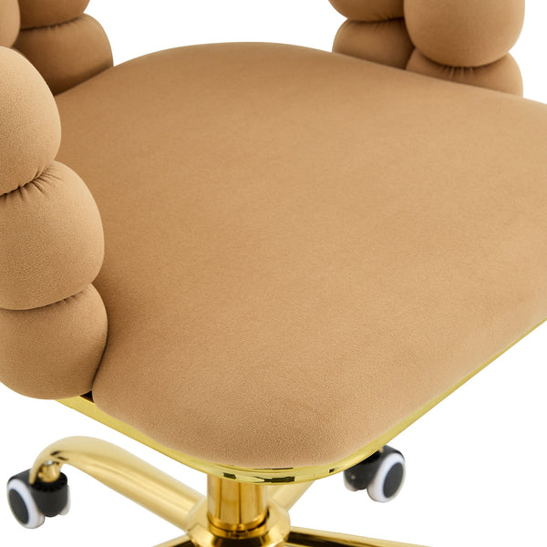 English Elm Velvet Bubble Back Swivel Vanity Chair with Gold Base for Bedroom Makeup Room W3875P446135