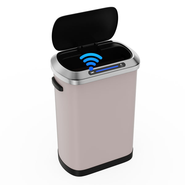 English Elm 50L Smart automatic Trash Can with Silent Slow-Close Lid, Motion Sensor, Durable 0.45mm Steel Body Pink W1550P247966