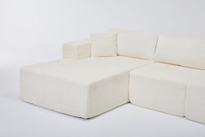 English Elm Modular Cloud Sectional with Corduroy Upholstery Deep Cushions for Living Rooms W1919S00007
