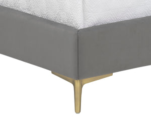 Sunpan CAIRO Bed - Queen - Luxurious Antonio Charcoal Upholstered Design with Nailhead Trim & Comfort 105565