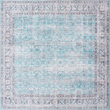 Unique Loom Timeless Matthew Machine Made Overdyed Rug Blue, Black/Ivory 7' 6" x 7' 7"