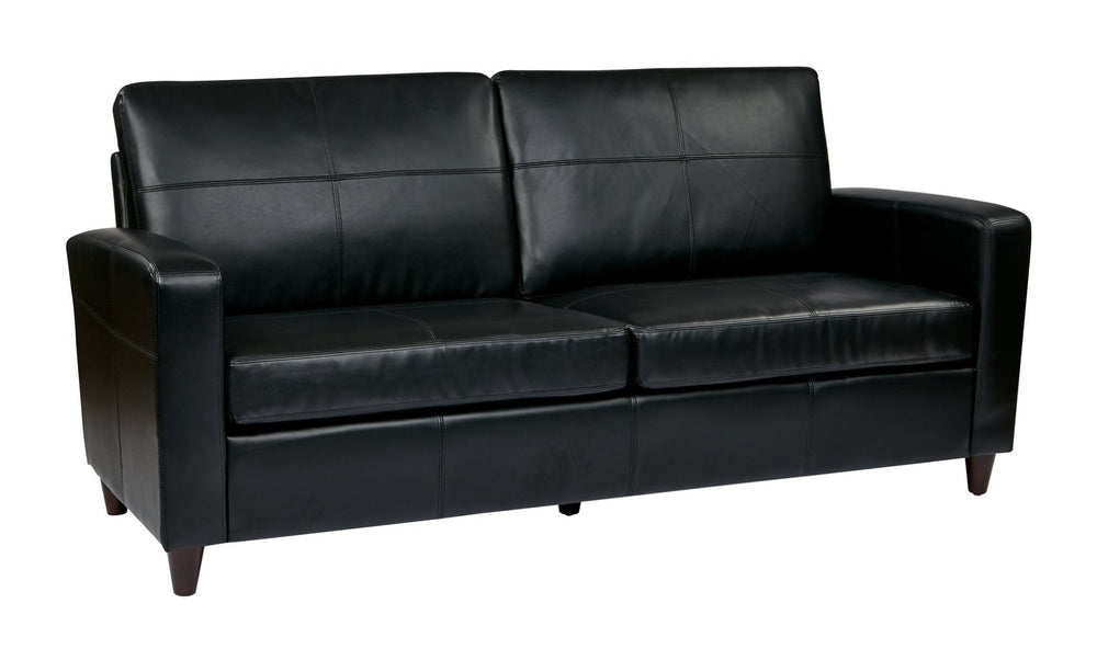 OSP Home Furnishings Sofa in Bonded Leather with Espresso Legs for Modern Living Room or Office Use SL2813-EC3