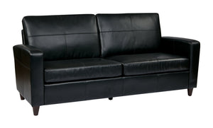 OSP Home Furnishings Sofa in Bonded Leather with Espresso Legs for Modern Living Room or Office Use SL2813-EC3