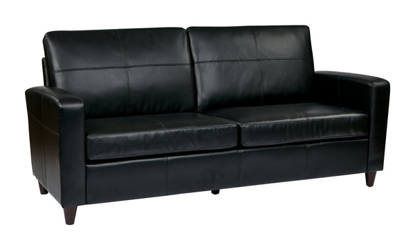 OSP Home Furnishings Sofa in Bonded Leather with Espresso Legs for Modern Living Room or Office Use SL2813-EC3