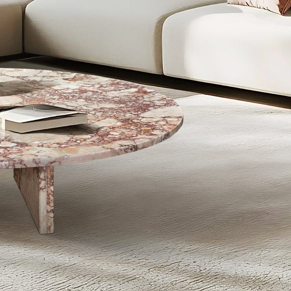 English Elm Pink Natural Marble Coffee Table - Luxurious 35.4" Accent Table With Unique Veining & Metal Base W1696P314932-GIGA