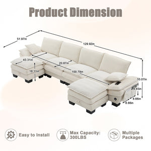 English Elm Sectional Modular Cloud Sofa Deep Corduroy Upholstered Comfort for Living Room Studio Beige W395S00130