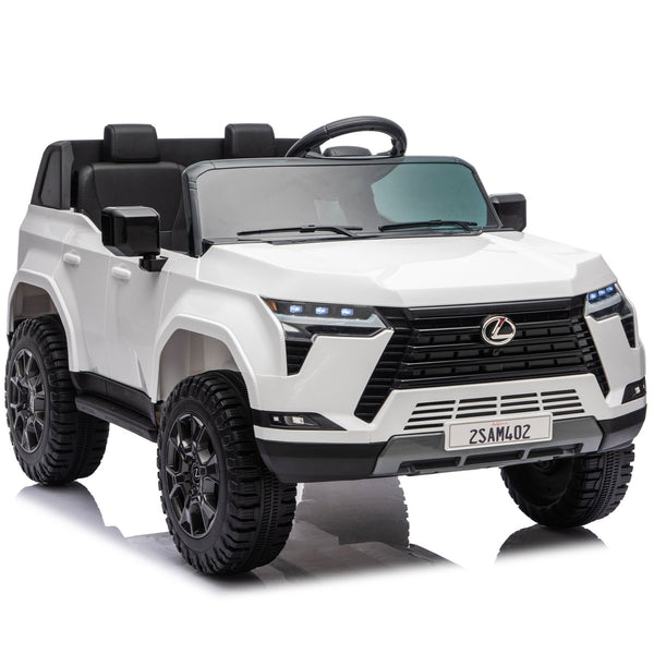 English Elm Lexus Gx550 Two Seat Kids Ride on with 24v Power Remote Control and Suspension White W1578P416227
